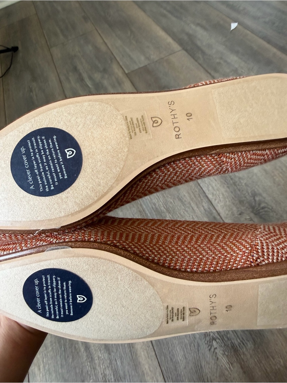 Rothy’s The Point ballet flats camel/orange Herringbone pattern size 10 - Picture 5 of 7